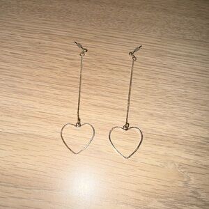 Silver Heart Drop Earrings